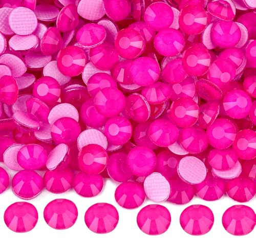Blinginbox Hotfix Rhinestones for Clothes,1440pcs Hot Fix Rhinestones Crystal Gems for Crafts Decoration, Rose Neon, SS16