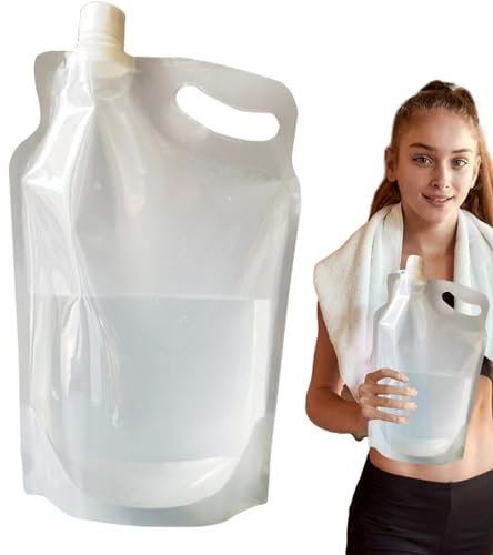 Wasserbeutel zum Skifahren, zusammenklappbar, transparent, 2 l, großer Camping-Wasserbeutel zur Wasserspeicherung, wiederverwendbare Trinkwasserbeutel für Radfahren, Sport, Wandern