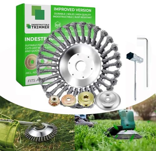 Tête de débroussailleuse indestructible de 15 cm, coupe-mauvaises herbes indestructible – Coupez tout en quelques secondes, lame de débroussailleuse à fil incassable, kit adaptateur universel de tête