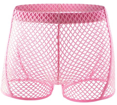 Panegy Homme Résille Boxer Shorts Transparent en Maille Homme sous-Vêtements Lingerie de Nuit Caleçon Slip Underwear Rose M