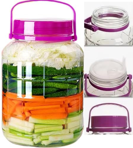 lilawelt24 8L Einmachglas mit Deckel und Griff, Gurkenglas zum Fermentieren | Großes Vorratsglas für Gurken, Sauerkraut, Eingemachtes und Vorräte