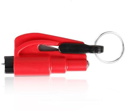 INF Auto-Notfallwerkzeug mit Scheibenbrecher, Gurtschneider und Nothammer, Rot, Kunststoff, ABS Griff