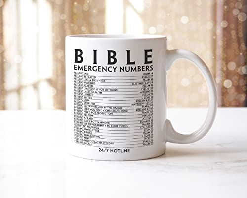 Bible Emergency Numbers Mug & Coaster Gift Set Christian Cup Bible Verse Tea Mug