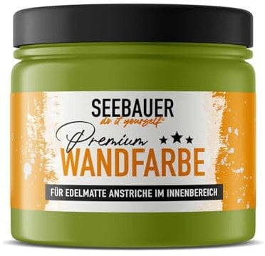 SEEBAUER diy Wandfarbe Grün 300ML für Innen (No. 724 Wild Jungle) Edelmatte grüne Innenfarbe - Grüntöne sehr hohe Deckkraft - Matt, Abwaschbar und Tropffrei