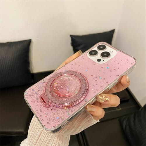 ORBANA Coque pour iPhone 7-8-SE 2 Support d'anneau à Paillettes Liquide Quicksand Paillettes Housse de Support, Rose, pour étui iPhone 7,8, SE 2