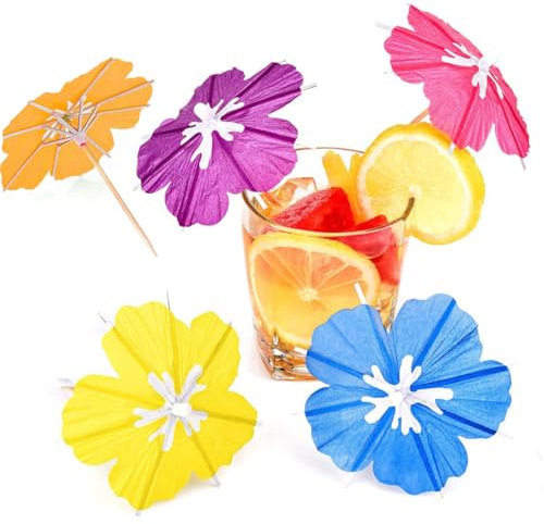 50 Pieces Cocktail Umbrella Picks Drink Umbrellas Cocktail Accessories for Drinks Colourful Paper Drinks Umbrellas Toothpicks for Wedding Party Decoration Cupcake Toppers