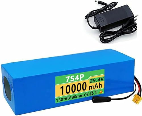29.4V10AH Ebike Battery,7S4P Electric Bicycle Battery for 200W ~500W Electric Bicycle Scooter Motor, E-Bike Lithium-Ion Battery, Lectric Bike Battery Pack with Charger 29.4V10AH,XT60