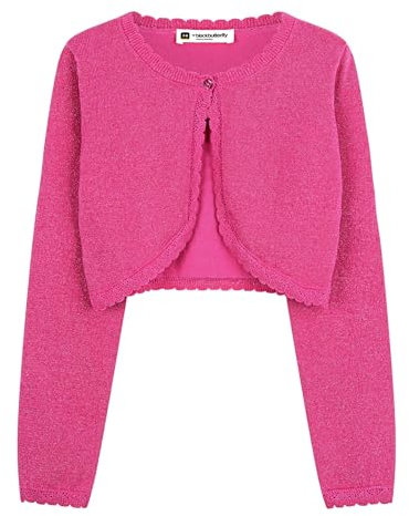 BlackButterfly Ragazze Lungo Brillantini Cardigan Bambini Bambini Bolero Coprispalla (Rosa Fucsia, 11-12 Anni)