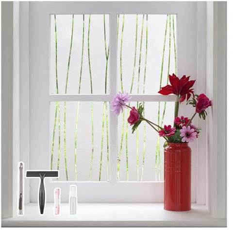 Finnez Película para cristales – Protección de privacidad adhesivos para ventanas en herramienta de decoración de reducción del calor sin pegamento para la casa oficina salón cocina 44,5 x 200 cm