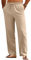 COOFANDY Herren Leinen Hosen Lang Sommerhose Leicht Loose Strandhose Freizeit Leinenhose Männer Schlupfhose mit Gummizug Herrenhosen Bequeme Stoffhose Regular Fit Khaki L