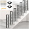 Barandilla de Escalera Interiores, Pasamanos Antideslizante en Forma de U Balaustre Decorativa de Metálico con Patrón de Diamantes, Valla de Seguridad para Jardín Pasillos Entradas (Negro, 110cm)