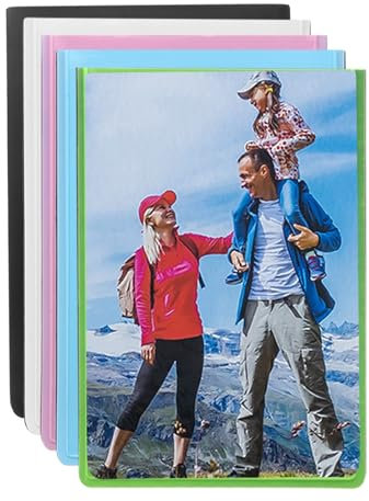 sourcing map 5Pcs Magnetic Picture Frame, 6 x 4.3 inch Magnetic Photo Frame Postcard Holder Sign Holder with Clear Protective Pocket for Refrigerator Office Glass Window, Multicolor