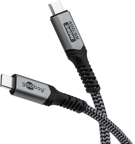 goobay USB 4 Kabel/USB-C Schnellladekabel 240 Watt 40 Gbits Datentransfer für 8K HD Display/USB C Ladekabel Handy/Typ-C Highspeed Kabel für Laptops & Hub/Docking-Station / 1m / 74211