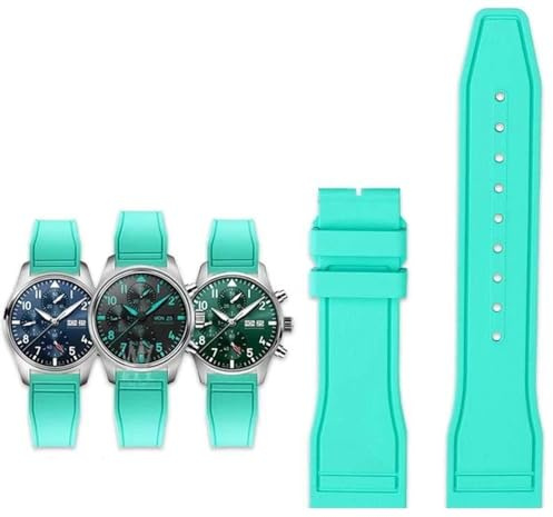 XMKT Für IWC Fluorkautschuk Uhrenarmband Schnellverschluss Pilot AMG Petronas F1 Team Wasserdichtes Sportarmband Armband 20mm 21mm 22mm(Green-no clasp,21mm)