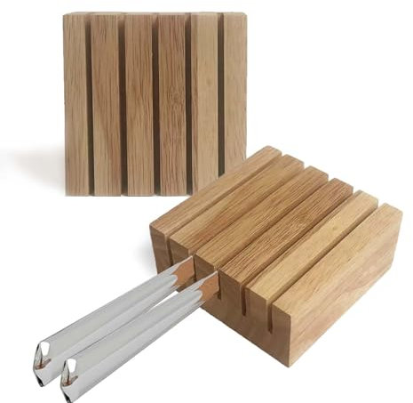 alouweekuky 2 Piezas Organizador Cuchillos Cajon Cocina, Soporte Cuchillos de Madera, Soporte Cuchillo de Carne Porta Cuchillos Pequeño para Organizador de Cajones de Cocina