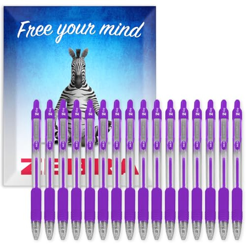 Zebra Pen Z-Grip Retractable Ballpoint Pens - 1.0mm Nib - Pack of 16 - In Envelope Gift Packaging - School, Writing, Work, Office (Violet)