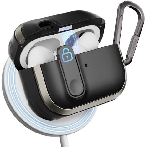 MAGEASY Diseño para AirPods Pro 2nd Case Cover – Funda resistente para AirPods Pro con cerradura | Funciona con cable, oficial Apple Watch y carga MagSafe | Incluye mosquetón - Odyssey