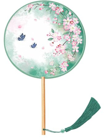 MOIDHSAG Éventail chinois à la main Glands classiques Encre chinoise Éventail de Peinture Éventail Motif floral Éventail rond en soie