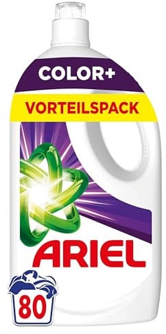 Ariel Flüssigwaschmittel, 80 Waschladungen Color plus, Kraftvolle Fleckenentfernung in nur 1 Waschgang, selbst bei Kaltwaschzyklen