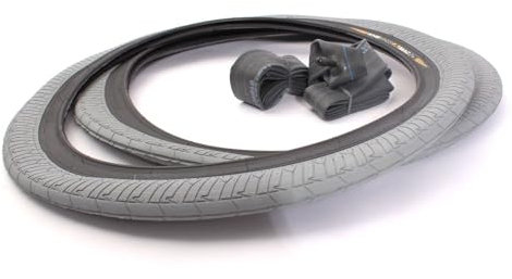 KHE MAC2+ BMX Reifen-Set mit Twiggy Schläuchen, Grau, Ultraleicht 550g pro Reifen, 2 Reifen + 2 Schläuche