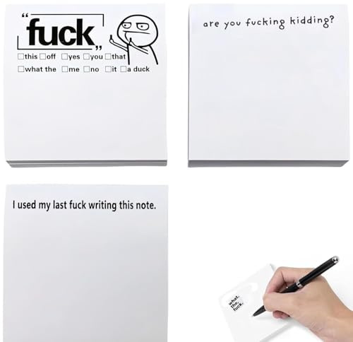 3 PCS Kleine Haftnotizen, Notizen Neuheit Bürobedarf, was die Fuck Haftnotizen Set zu tun Liste, Checkliste, lustige Notizblock, lustiges Geschenk, Office Notes ((Weiß02))