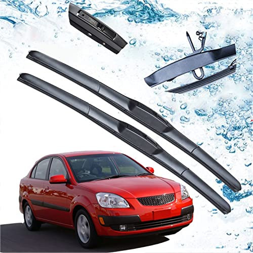 para KIA, para Rio 2 2005 2006 2007 2008 2009 2010 2011 JB Accesorios Escobillas de limpiaparabrisas Delanteras Cortador de escobillas Gancho UJ