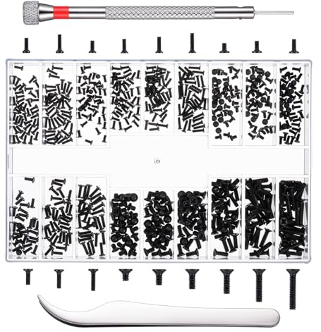 630 Stück Schwarz Brillenschrauben Mit Schraubendreher, M1.2 M1.4 M2 Brillen Schrauben Winzige Mikroschrauben Set Uhrenbrille Computer Ersatzschrauben Mikroschrauben Senkkopfschrauben Für Brillen
