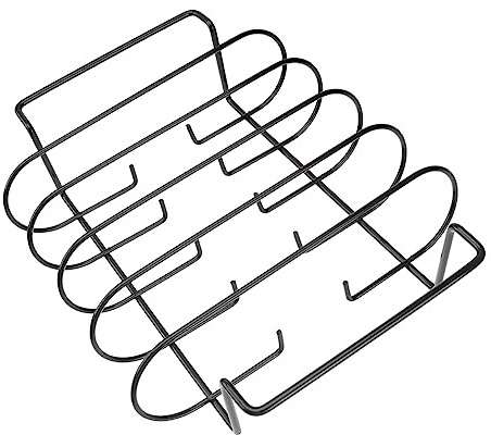 ROMISBABA Eisen Rippchenhalter Steak Räuchern Rack Grillzubehör Koteletthalter Für Rinder Mit Beidseitigen Griffen Für Familiengrillen
