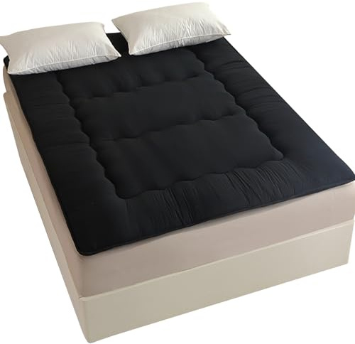 FISHDRU Futon-Matratze, japanische Bodenmatratze, Japanisches Bodenbett, faltbares Tatami-Bett, aufrollbare Schlafunterlage für Gästeraum, Schlafzimmer (Marineblau, Queen-Matratze(152 * 203CM))
