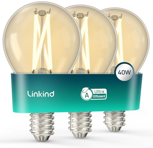 Linkind Energieklasse-A E14 LED Lampe, 2.2W=40W 470lm 2700K Warmweiß | E14 P45 Filament mit 320° Abstrahlwinkel, 45×78mm, Ra 80+, Warmweiß, Energieeffizienzklasse A, nicht dimmbar, flimmerfrei