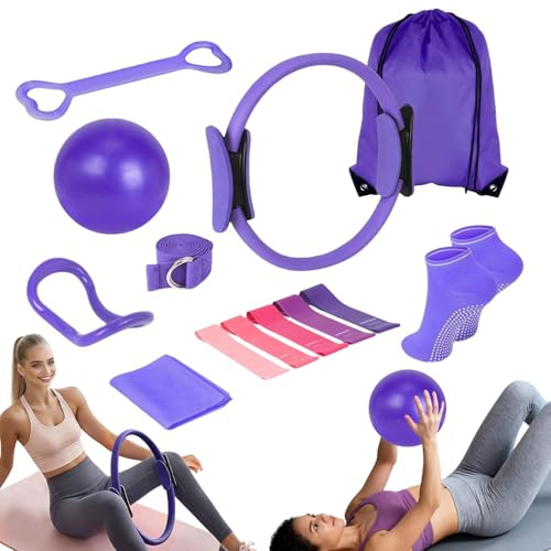 Pilates-set i 13 delar, pilates-ring-set, pilates-Essential Kit med yogaboll, pilatesring, motståndsband, yogabyxor, pilates-handtagsstrumpor, pilates-set för hemmet, pilates-ring, cirkelset för