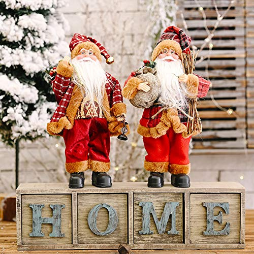 Riuulity Traditionelle Weihnachts-Weihnachtsmann-Puppe mit Tannenzapfen-Dekoration, Animierter Tanzfunktion, 20 cm Große Weihnachtsmann-Figur Als Heimdekoration für Weihnachtsstimmung (C)