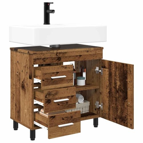 vidaXL Waschtisch Altholz 60 x 35 x 60 cm Holzwerkstoff, Moderner Badschrank, zeitgemäße Aufbewahrung, unter dem Waschbecken, platzsparend für Ordnung zu Hause