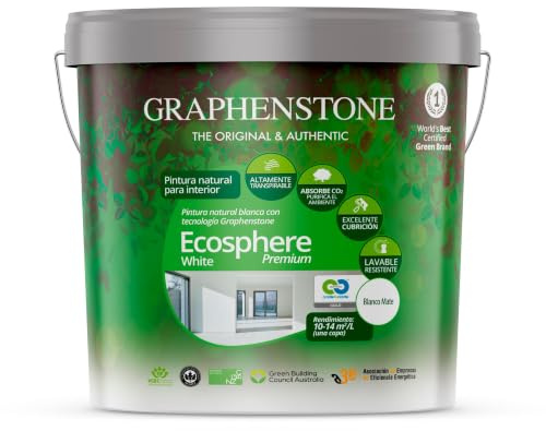 Pintura natural con grafeno para paredes y techos Graphenstone Ecosphere premium blanca 4 litros