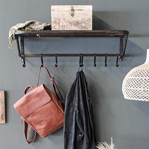 Wandgarderobe Garderobenhaken Garderobe aus Holz und Metall Factory Industrial Loft Style - Maße: 84 x 32 x 25 cm (LxTxH) - FSC-Zertifiziertes Recycling Produkt