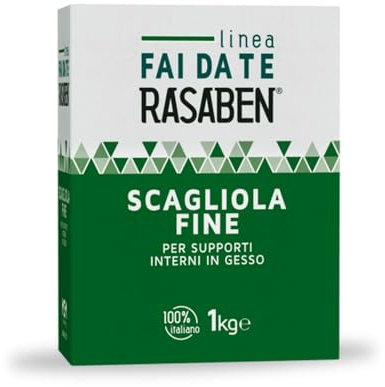 RASABEN - Scagliola Fine Bianca Extra Fine, Ideale per Finiture Intonaci e Supporti a Base di Gesso, Facile Applicazione, Uso Interno, Made in Italy, Scatola da 1kg