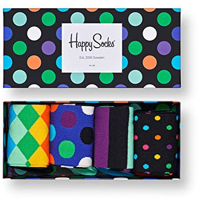 Happy Socks Herren 4 balení Big Dot Box Socken, Mehrfarbig, 36-40 EU