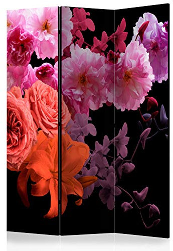 murando - Paravent Raumteiler Innen Blumen 135x172 cm 3-teilig Einseitig Raumtrenner Raum Trennwand Holz Room Divider Mobiler Sichtschutz Spanische Wand Raum Abtrennung bunt orange rosa b-C-0353-z-b
