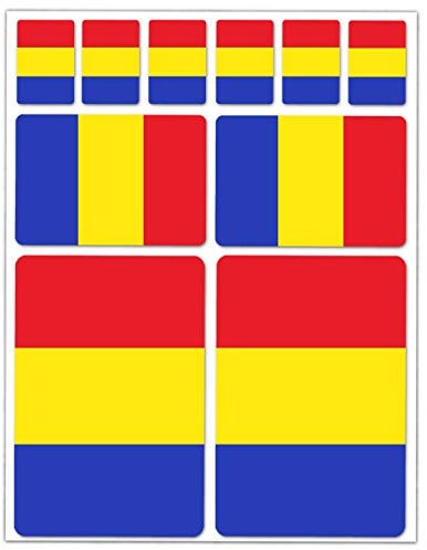 Biomar Labs® 10 x Vinyl Aufkleber Autoaufkleber Stickers Fahne Flagge Romania Rumänien Rumänisch Auto Moto Motorrad Fahrrad Scooter Fenster D 34