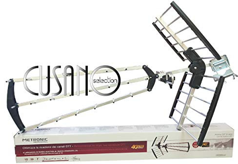 Cusano Selection 414034 - Antenna Direttiva UHF ad Alto Guadagno Con Filtro 4G per DVB-T, Guadagno 18 dB, 39 Elementi, Metronic, Alluminio, Nero