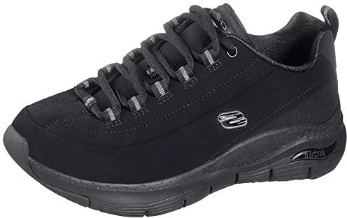 Skechers Damen Arch Fit Metro Skyline Trainers, Black Trubuck Silver Trim L, 37 EU