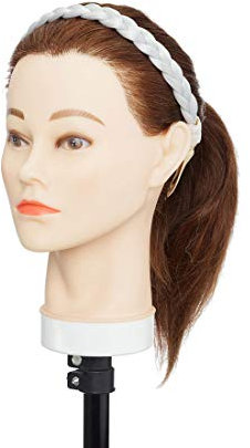 Haarverlängerung Geflochtenes Stirnband Geflochtenes Haarteil Dutt Haargummi mit Haaren Glatt Haarknoten Hochsteckfrisuren für Frauen Silber-Grau