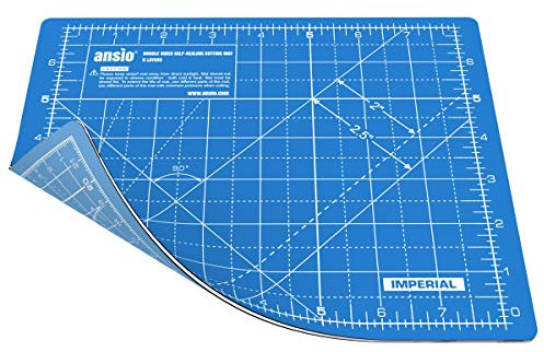 ANSIO Craft Cutting Mat Self Healing A5 Double Sided 5 Layers - Quilting, Sewing, Scrapbooking, Fabric & Papercraft - Imperial/Metric 8 inch x 7 inch / 22 cm x 18cm – True Blue/Sky Blue