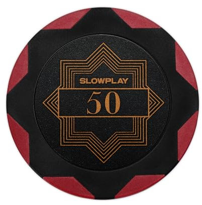 SLOWPLAY Nash Pokerchips aus Ton, 50 Clay Poker Chips Metallkern 14g| für Poker Texas Hold`em | Jetons Casino mit Erstklassiger Verarbeitung und elegantem Design (Wert 50)