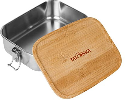 Tatonka Boîte à déjeuner en acier inoxydable I 800 ml bambou – Boîte à pain avec couvercle en bambou et fermeture à étrier – Incassable, sans substances nocives, passe au lave-vaisselle, sans