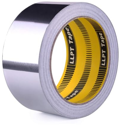 LLPT Nastro Adesivo Alluminio 5cm x 20m x 0.1mm Argento HVAC Sigillante | Alte Temperature per Condotti aria Fredda Calda per Riparazione di Tubi in Metallo