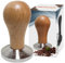 NEOUZA Barista Espressokocher 53 mm mit Holzgriff und flachem Boden aus Edelstahl 304