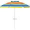 COSTWAY Parasol de Plage avec Porte-Gobelet, Parasol de Jardin Extérieur Inclinable, 200cm, Rond, Protection Solaire UPF50+, avec Pied d'ancrage à Visser & Sac de Transport (Arc-en-ciel)