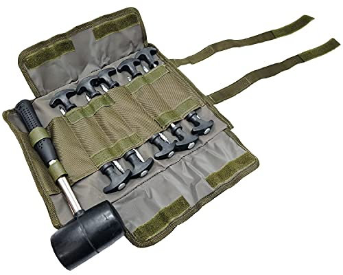 Carp On - Deluxe 10 Piece Heavy Duty 8inch Bivvy Peg & Hammer Set - For Securing Your Tent Or Shelter To The Ground [25-3942]