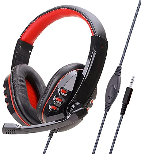 XIXIDIAN Cuffie da gioco, cuffie con suono stereo surround, cuffie per canto stereo cablate on-ear con cancellazione del rumore auricolare con microfono (colore: blu)